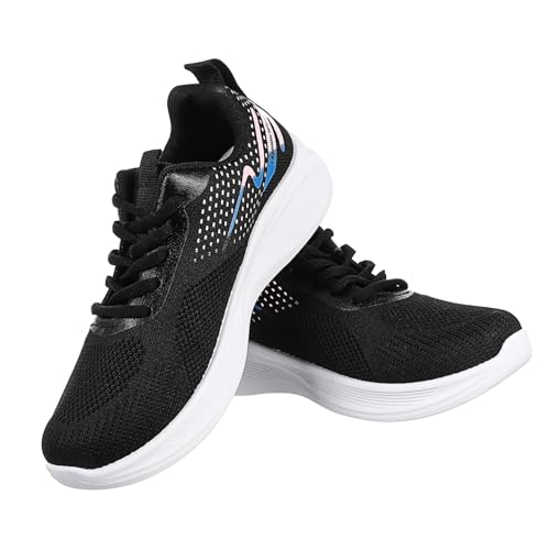 LIGIGWASH Atmungsaktive Damen Sportschuhe mit Rutschfester Sohle Leichte Gym und Tennissneaker Vielseitige Fitnessschuhe für Outdoor und Alltag Schwarzes Mesh Material von LIGIGWASH