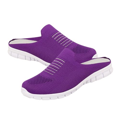 LIGIGWASH Atmungsaktive Leichte Damen Halbschlappen mit offenem Fersenteil Bequemes Mesh Design Freies Hineinschlüpfen Modische Freizeit Schuhe für Lange Spaziergänge und Alltag von LIGIGWASH
