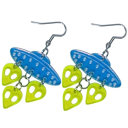 LIGIGWASH Außergewöhnliche Raumschiff Ohrringe Damen Hängend Kreatives Design Lustiger Schmuck Für Party Shopping Und Reisen von LIGIGWASH