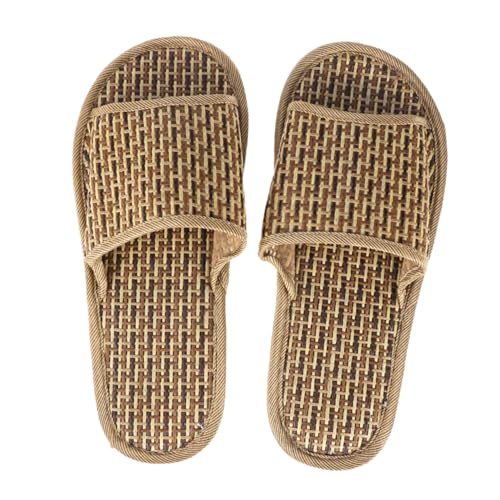 LIGIGWASH Bambus Slippers Damen Sommer Offen Zehentrenner Atmungsaktiv Dicke Sohle Bequeme Hausschuhe Für Zuhause Strand Alltag von LIGIGWASH