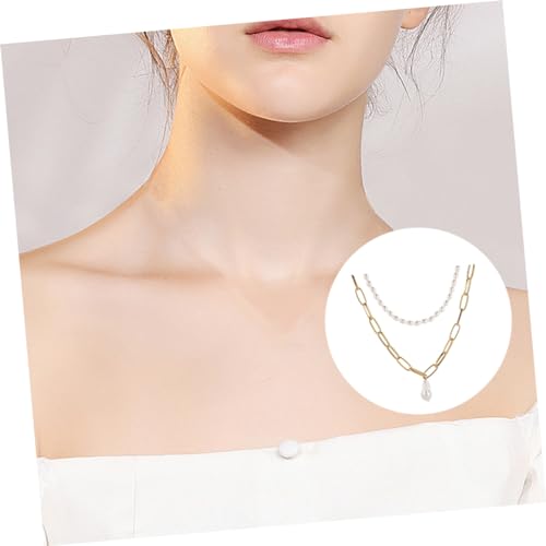 LIGIGWASH Barocke Damen Halskette Set mit Einzigartigem Perlenanhänger Vergoldete Legierung Schlüsselbein Kette für Alltag Arbeit und Festliche Anlässe Langlebiges Schmuck Accessoire von LIGIGWASH