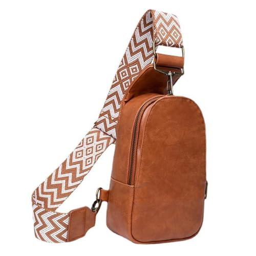 LIGIGWASH Bauchtasche Damen Sling Bag Crossbody Brusttasche Vielseitige Umhängetasche für Alltag Shopping und Outdoor mit Verstellbarem Gürtel in Braun von LIGIGWASH