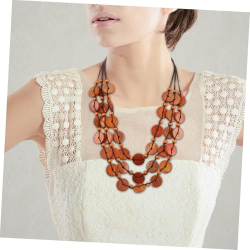 LIGIGWASH Beaded Choker Necklace Natürlicher Kokosnussschale Verstellbar mit Stylischen Knopfperlen Boho Mehrlagig Modisch für Damen Leichter Braunton Einzigartiges Design für Alltag und von LIGIGWASH