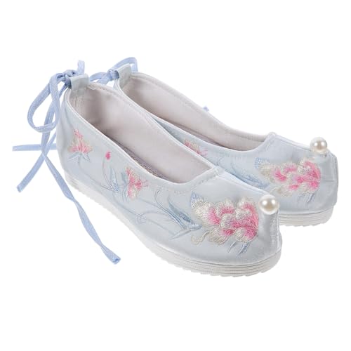LIGIGWASH Bestickte Hanfu Stoffschuhe mit Verstecktem Keilabsatz Vintage Cosplay Slipper Stilvolle Chinesische Stickerei Leichter Komfort Geeignet für Frühling und Sommer Damen Schuhgröße von LIGIGWASH