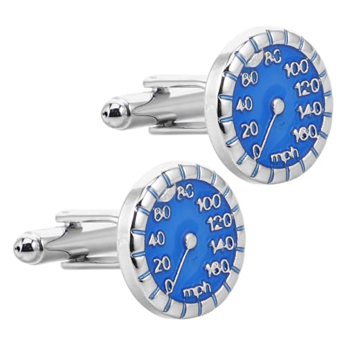 LIGIGWASH Manschettenknöpfe Aus Metall Mit Autotacho Für Herren Blaues Design Mit Tachometer Passend Für Business-anlässe Hochzeitshemden Und Tägliche Verwendung von LIGIGWASH
