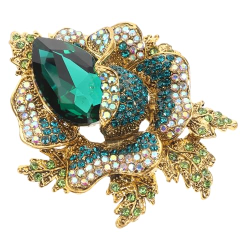 LIGIGWASH Blumenbrosche mit Grünen Strasssteinen Exquisiter Schmuck für Damen Vielseitiger Ansteckpin für Kleidung Schals und Accessoires Handgefertigt und Modisch von LIGIGWASH
