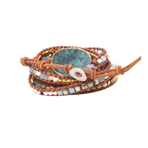 LIGIGWASH Bohemia Style Armband Damen Goldfarben Natürliches Steinarmband Handgefertigt Verstellbar Leichter Schmuck für Frauen und von LIGIGWASH