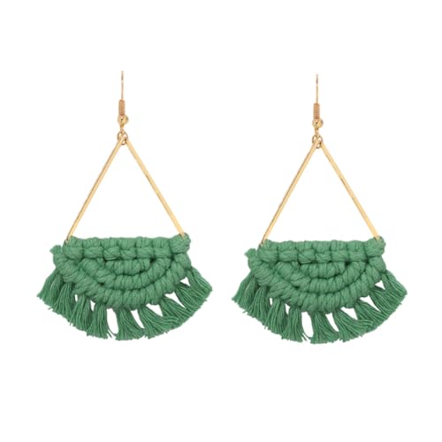 LIGIGWASH Boho Fächerförmige Ohrhänger Damen Leichtes Geflochtenes Schmuckaccessoire Grün Für Urlaub Party Hochzeit Stilvolle Ohrschmuck von LIGIGWASH