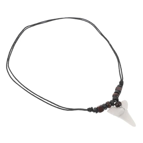 LIGIGWASH Boho Halskette Herren und Damen Verstellbare Surferkette mit Holzperlen und Realistischem Haifischzahn Strand Schmuck Braun Retro Beachstyle von LIGIGWASH