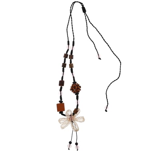 LIGIGWASH Boho Holzblüten Halskette Damen Leichtes Gewebtes Collier Farbige Perlen Schmuck für Frühling Herbst Modeschmuck für Frauen von LIGIGWASH