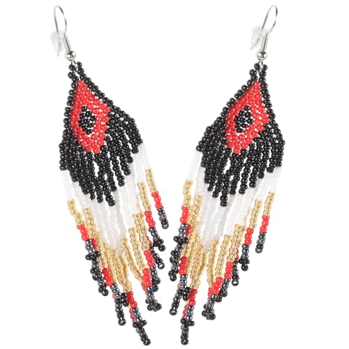 LIGIGWASH Boho Lange Quasten Ohrringe Damen Bunte Perlen Tropfen Ohrhänger Modisch Vielseitig für Festivals Strand Hochzeit Alltag von LIGIGWASH