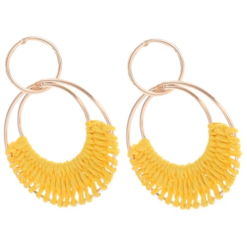 LIGIGWASH Boho Ohrhänger Raffia Creolen Handgefertigt Runde Flecht Ohrringe Damen Sommer Strand Schmuck Gelb Elegant Modisch Passend zu Kleidern und Partys LIGIGWASH Boho Ohrhänger Raffia Creolen Handgefertigt Runde Flecht Ohrringe Damen Sommer Strand Schmuck Gelb Elegant Modisch Passend zu Kleidern und Partys von LIGIGWASH