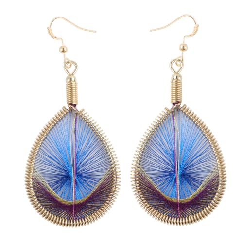 LIGIGWASH Boho Ohrringe Damen Ethnisch Geflochtene Ohrhänger Pfauenfedern Stil Schmuck von LIGIGWASH