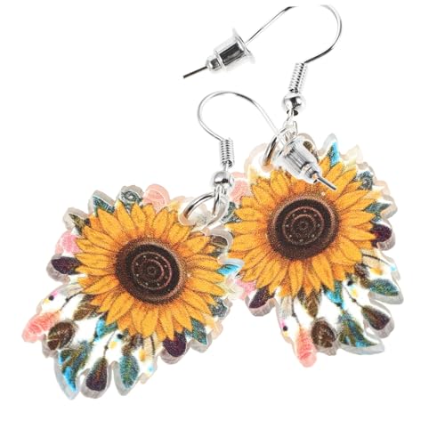 LIGIGWASH Boho Sonnenblumen Ohrringe Damen Leicht Acryl Dangle Ethno Stil Vintage Floral Schmuck für Alltag Party Frühling von LIGIGWASH