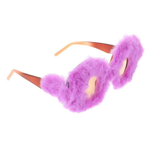 LIGIGWASH Braune Plüsch Sonnenbrille Damen Rund Retro Stil Kuschelig Weiche Modeaccessoire für Outdoor Events und Party von LIGIGWASH