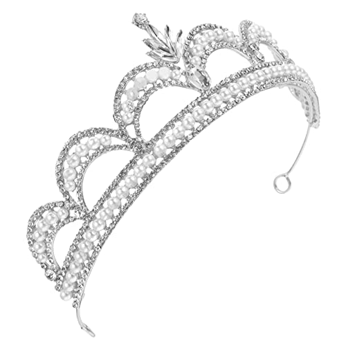 LIGIGWASH Braut Tiara mit Strass und Perlen Funkelnde Hochzeit Haaraccessoire Leichter Tragbarer Kopfschmuck für Damen Geeignet für Hochzeit Geburtstag Abschlussball und Festliche Anlässe von LIGIGWASH
