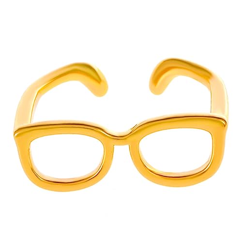 LIGIGWASH Brillenform Offener Ring Klein Verstellbar Für Frauen Mädchen Hautfreundliches Accessoire Aus Hochwertigem Kupfer Für Verschiedene Anlässe von LIGIGWASH
