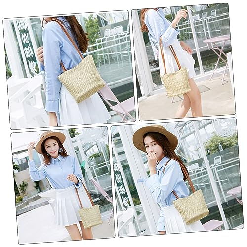 LIGIGWASH Bucket Bag Damen Stroh Geflochtene Umhängetasche Handtasche Sommer Strandtasche Schultertasche Braun Vielseitig Für Alltag Urlaub Beach Party von LIGIGWASH