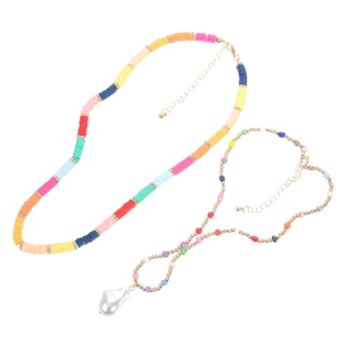 LIGIGWASH Bunte Damen Halskette Perlenkette Sommer Schmuck Leichtes Doppellagiges für Frauen Teenager Hautfreundlich und Modisch für Freundin und Familie von LIGIGWASH