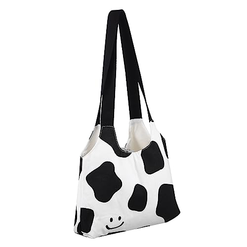 LIGIGWASH Casual Canvas Shopper Damen Tasche mit Modischem Kuhmuster Magnetischem Druckverschluss Leichter Langlebiger Baumwollstoff Vielseitig als Schulter oder Handtasche für Alltag und von LIGIGWASH