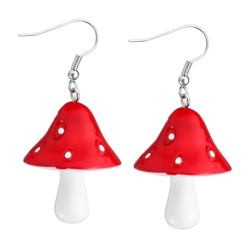 LIGIGWASH Chice Pilz ohrringe Damen Plastik Ohrringe Kreative Hänger Einfaches Design Leicht Tragbar Stylische Accessoires für Alltag und Party von LIGIGWASH