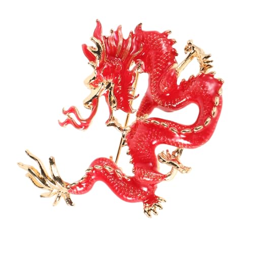 LIGIGWASH Chinesische Drachenbrosche Vintage Brosche Damen Brosche Chinesische Brosche Chinesische Anstecknadel Brosche Im Chinesischen Stil Brosche Für Herrenanzug Legierung Rot von LIGIGWASH