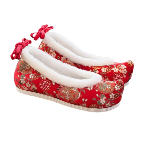 LIGIGWASH Chinesische Ethno Stil Bestickte Flat Shoes Leichtes Material Atmungsaktiv Hidden Flat Shoes Traditionelle Embroidery Schuhe für Damen von LIGIGWASH