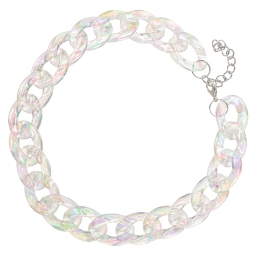 LIGIGWASH Chunky Link Chain Necklace Damen Statement Kette Geometrisches Design Kunststoff Resin Modischer Punk Schmuck für Frauen und Teens von LIGIGWASH