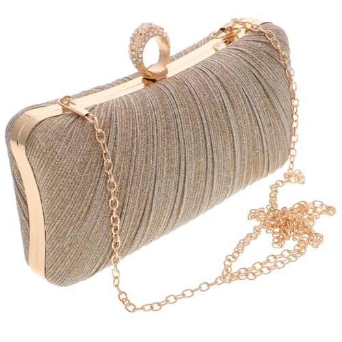 LIGIGWASH Damen Clutch mit Falten Design Glitzer Satin Handtasche für Hochzeit Party Abendveranstaltungen Vielseitig als Hand Schulter oder Umhängetasche Kompakt und Stilvoll in Goldfarben von LIGIGWASH