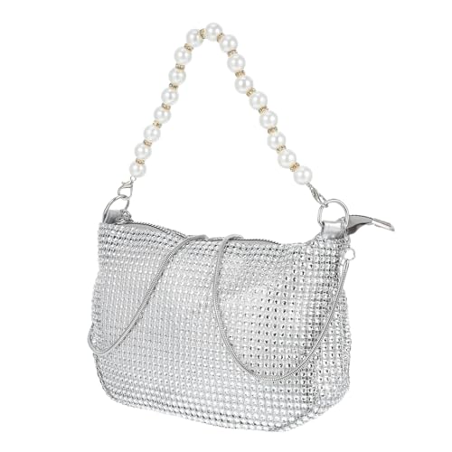 LIGIGWASH Damen Clutch mit Funkelnden Strasssteinen und Perlenbesatz Vielseitige Hand und Schultertasche Langlebigem für Hochzeiten Partys und Festliche Anlässe von LIGIGWASH