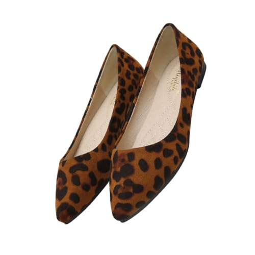 LIGIGWASH Damen Flache Spitzschuhe mit Leopardenmuster Stilvolle Freizeit Schuhe Damen Braun Modisch Komfortabel für Arbeit Alltag Party von LIGIGWASH