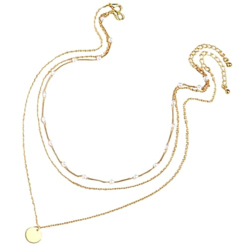 LIGIGWASH Damen Halskette Verstellbar Clavicle Kette mit Geometrischem Perlen design Goldfarbene Mehrschichtige Halskette für Mädchen Modischer Schmuck von LIGIGWASH