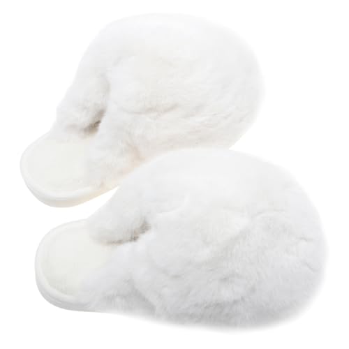 LIGIGWASH Damen Hausschuhe Winter Warm Flauschig Rutschfeste Sohle Weiche Plüschpantoffeln Komfortable Hauspantoffeln Weiß von LIGIGWASH
