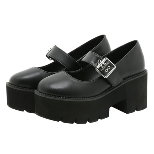 LIGIGWASH Damen Lederschuhe mit Metallverschluss Runde Zehen Dicke Laufsohle Modische Outdoor Casual Schuhe rutschfest Bequeme Passend Stilvolle Flache Freizeitschuhe für Frauen von LIGIGWASH