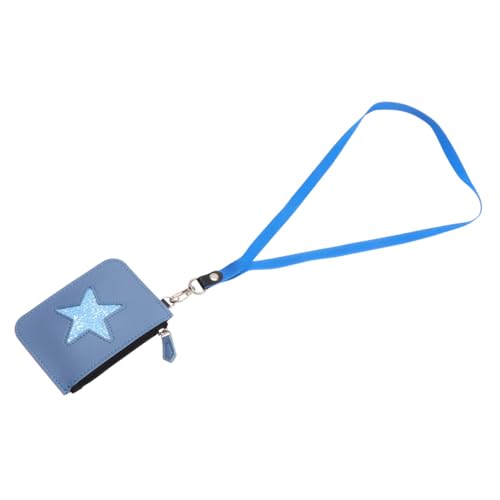 LIGIGWASH Damen Münzfach Geldbörse mit Stern Muster Tragbarer Kartenhalter aus PU Material Leichtes Portemonnaie mit Reißverschluss und Umhängeband Chic für Alltag Schule Shopping Arbeit von LIGIGWASH