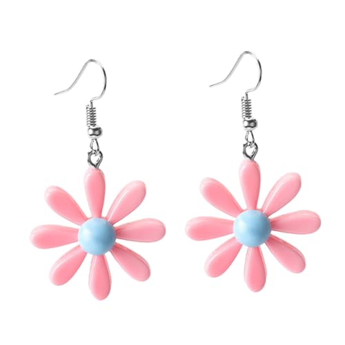 LIGIGWASH Damen Ohrhänger Candy Farben Zarte Daisybloemen Ohrringe aus Resin Leichter Modischer Ohrschmuck für Frauen Alltagstauglich und Vielseitig Kombinierbar von LIGIGWASH