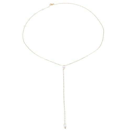 LIGIGWASH Damen Perlenkette Halskette mit Perlenanhänger Vergoldet Leichte Schmuckkette für Frauen und Mädchen Eleganter Modeschmuck Geschenkidee von LIGIGWASH