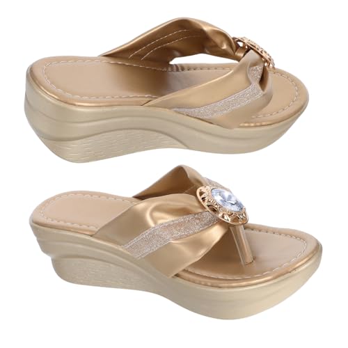 LIGIGWASH Damen Sandalen mit Dicker Plateau sohle Strass Verzierte Sommerschuhe Rutschfest und Angenehm Modische Flip Flops für Strand und Alltag Leicht und Hautfreundlich Goldfarben LIGIGWASH Damen Sandalen mit Dicker Plateau sohle Strass Verzierte Sommerschuhe Rutschfest und Angenehm Modische Flip Flops für Strand und Alltag Leicht und Hautfreundlich Goldfarben von LIGIGWASH