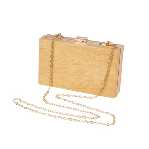LIGIGWASH Damen Schultertasche aus Holz mit Kette Crossbody Bag in Natürlichem Holzton Vielseitige Umhängetasche für Alltag Party und Freizeit Geräumig und Stilvoll von LIGIGWASH