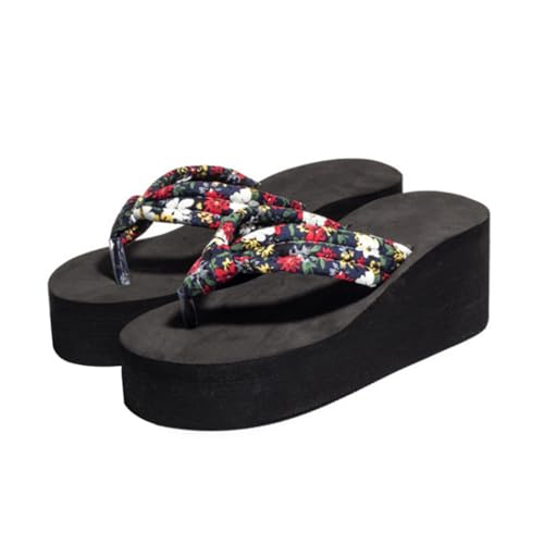 LIGIGWASH Damen Slippers mit Modischem Plateau Keilabsatz Dicken Sohlen und Robustem Design Stylische Outdoor Hausschuhe für Sommer Vielseitig Kombinierbar zu Röcken und Hosen Schwarz von LIGIGWASH