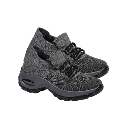 LIGIGWASH Damen Sneaker mit Luftgepolsterter Dicker Sohle Atmungsaktive Sportschuhe Bequeme Dämpfung Leichte Freizeitschuhe für Alltag und Sport von LIGIGWASH