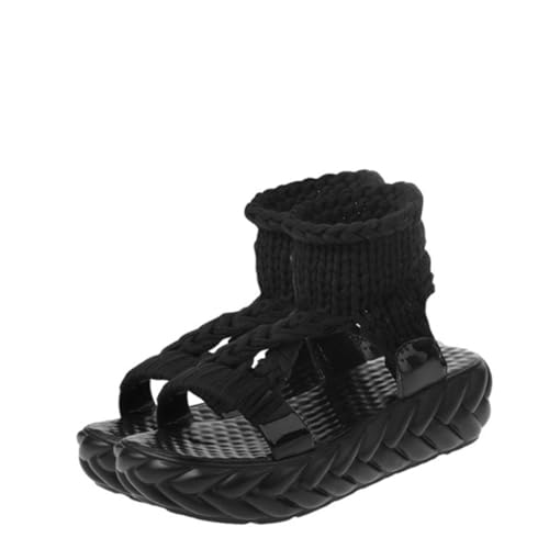 LIGIGWASH Damen Sommerschuhe Sandalen mit Rutschfester Dicker PU Sohle Leichte Bequeme Strickpantoletten für Schülerinnen und Freizeit Schwarz LIGIGWASH Damen Sommerschuhe Sandalen mit Rutschfester Dicker PU Sohle Leichte Bequeme Strickpantoletten für Schülerinnen und Freizeit Schwarz von LIGIGWASH