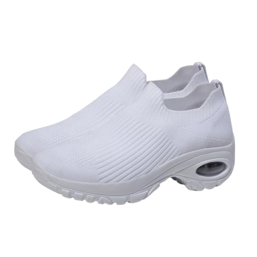 LIGIGWASH Damen Sportschuhe Atmungsaktiv Leichte Laufschuhe mit Dämpfung rutschfest Fitness Sneakers für Frauen Bequeme Freizeitschuhe Weiß von LIGIGWASH