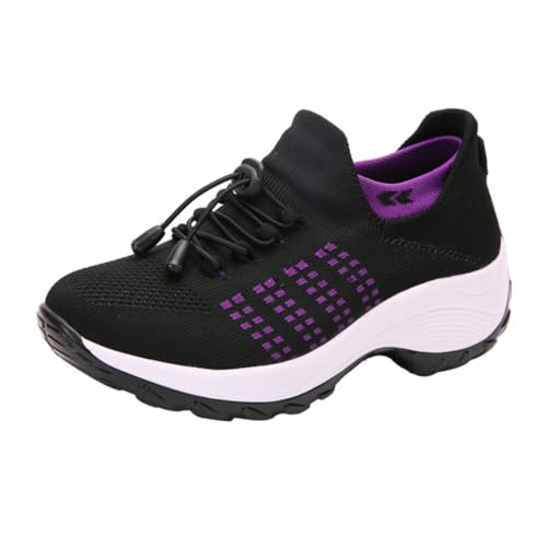 LIGIGWASH Damen Sportschuhe Leichte Atmungsaktive Sneaker Frühling Sommer Freizeit Elastisch Bequeme Laufschuhe Für Alltag Sport Fitness von LIGIGWASH