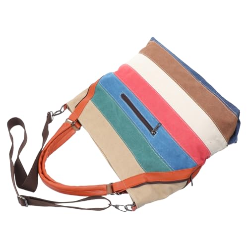 LIGIGWASH Damen Umhängetasche Vintage Retro Große Kapazität Freizeit Tasche für Alltag und Outdoor Vielseitig Tragbar Crossbody Bag mit Streifen Design von LIGIGWASH
