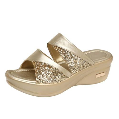 LIGIGWASH Damen Wedgeslipper Sommer Keilabsatz Sandalen mit Dicker Sohle Offene Zehen Bequeme Freizeitschuhe für Alltag und Strand Goldene Atmungsaktiv und Praktisch LIGIGWASH Damen Wedgeslipper Sommer Keilabsatz Sandalen mit Dicker Sohle Offene Zehen Bequeme Freizeitschuhe für Alltag und Strand Goldene Atmungsaktiv und Praktisch von LIGIGWASH