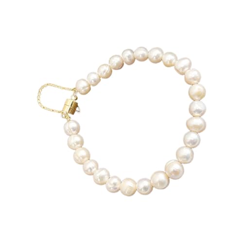 LIGIGWASH Delikates Perlenarmband Damen Schmuck Rund Süßwasserperlen Modisch Vergoldet Elegant Geschenk Valentinstag Freundschaft von LIGIGWASH