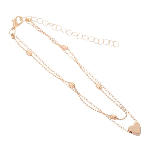 LIGIGWASH Doppellagiges Herz Fußkettchen für Frauen Bead Knöchel Armband Langlebigem Modisches Strand Schmuckstück für Sommer Einzigartiges Design für von LIGIGWASH