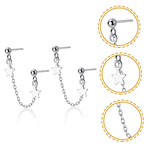 LIGIGWASH Doppelohrringe Mit Sternen-design Für Damen Ohrstecker Mit Kette Und Hängeohrring Ohrringe Für Zwei Piercings Und Elegant Für Jeden Anlass von LIGIGWASH