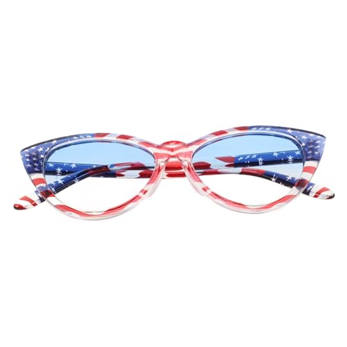 LIGIGWASH Dreieckige Katzenaugen Sonnenbrille mit Amerikanischer Flagge Uv Schutz Plastik Brille Damen Of July Party Accessoire Patriotisch Vielseitig für Outdoor Events von LIGIGWASH
